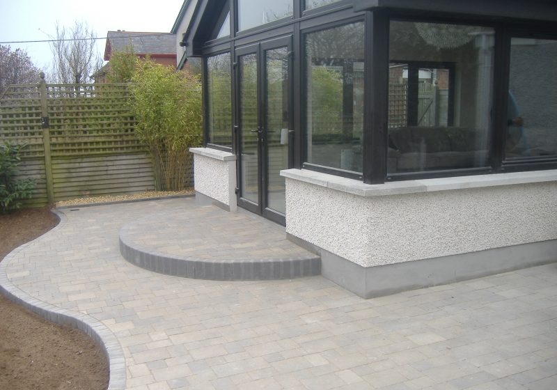 sunroom with block paving